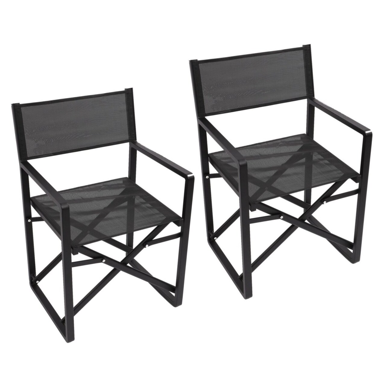 Saltoro Sherpi Metal Director Chair with X Shaped Braces, Set of 2, Black-